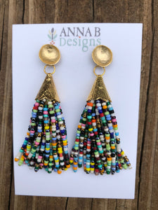 Beaded Tassel Earrings- Multi
