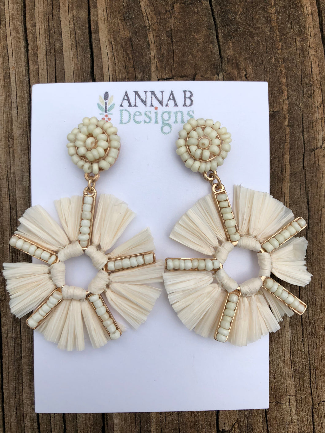 Raffia Earrings- Cream