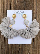 Raffia Fan Earrings- Gray