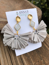 Raffia Fan Earrings- Gray