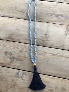 Navy tassel necklace
