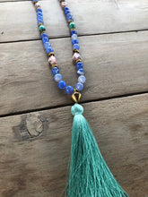 Blue Chalcedony Tassel Necklace