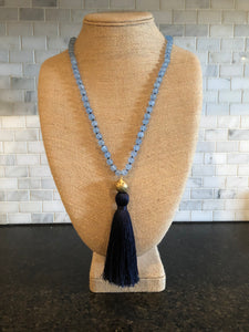 Navy tassel necklace
