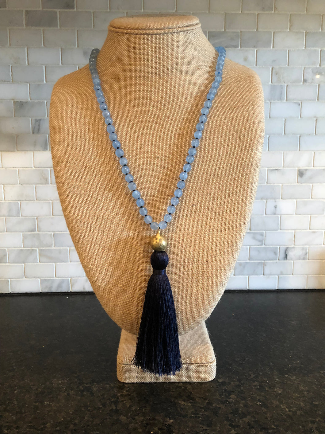 Navy tassel necklace
