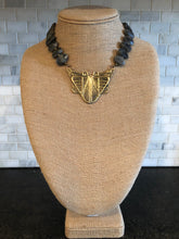 Labradorite necklace with moth pendant