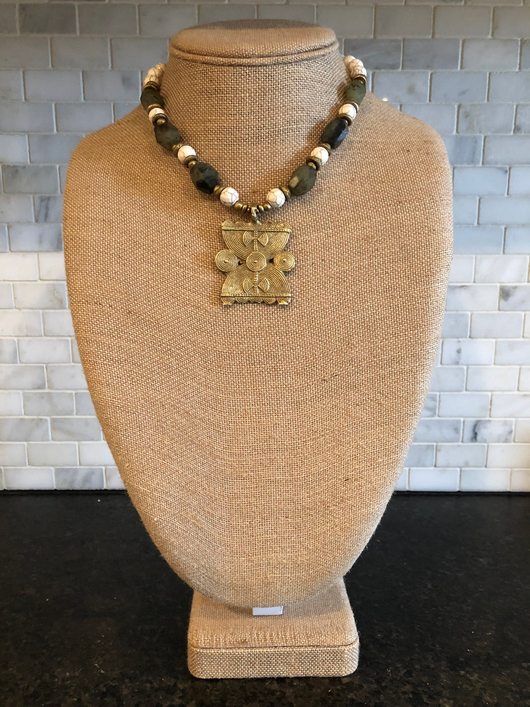 African Brass Pendant Necklace