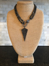 Gray Knotted Necklace with Pavé Pendant