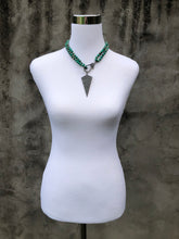 Green Knotted Necklace with Pavé Pendant
