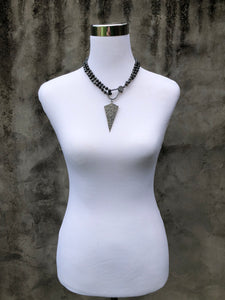 Labradorite Knotted Necklace with Pavé Pendant