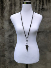 Gray Knotted Necklace with Pavé Pendant