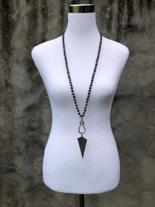 Gray Knotted Necklace with Pavé Pendant