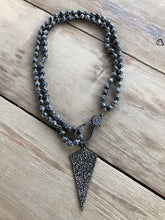 Gray Knotted Necklace with Pavé Pendant