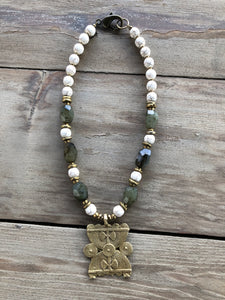 African Brass Pendant Necklace