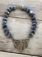 Labradorite necklace with moth pendant