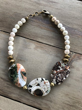 Triple white gemstone necklace