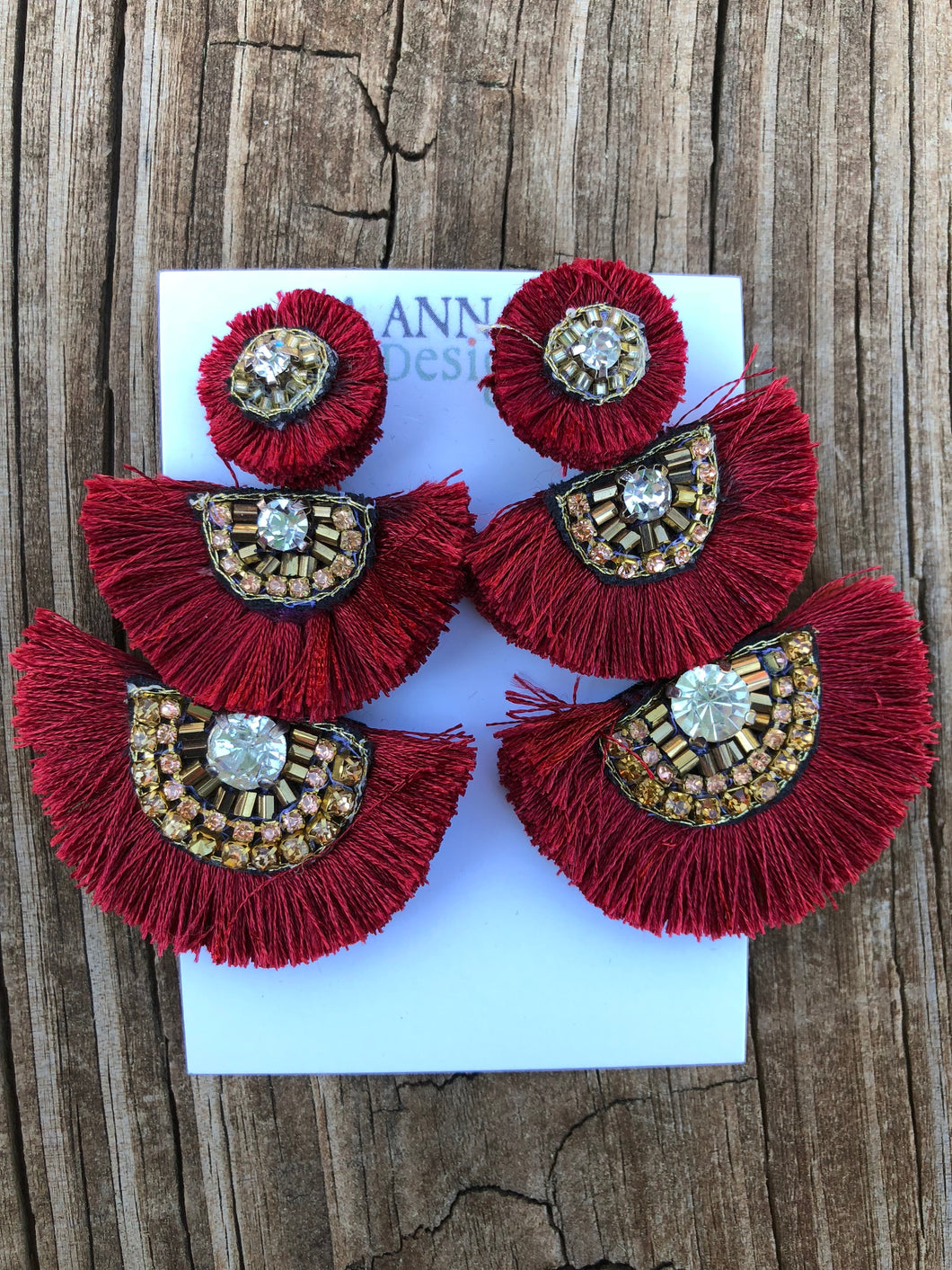 Luxe fan earrings - Red