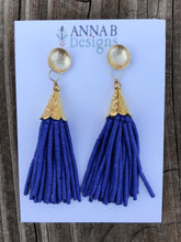 Beaded Tassel Earrings- Blue