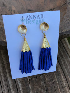 Beaded Tassel Earrings- Blue