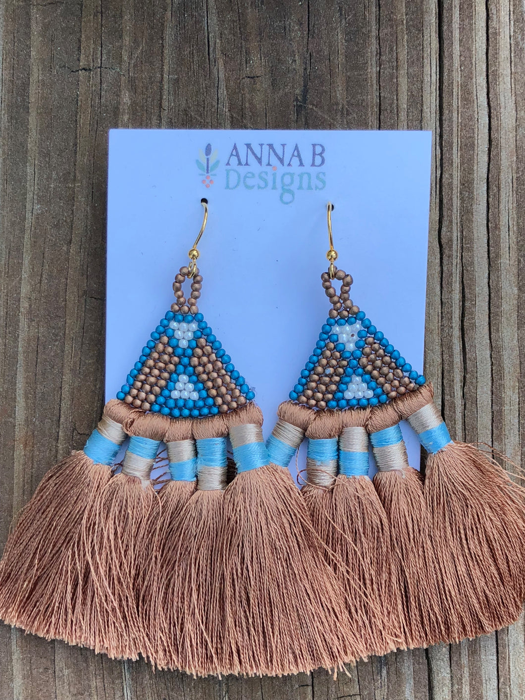 Beaded Silky Tassel Earrings- Copper