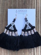 Beaded Silky Tassel Earrings- Black