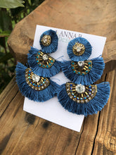 Luxe fan earrings- Blue