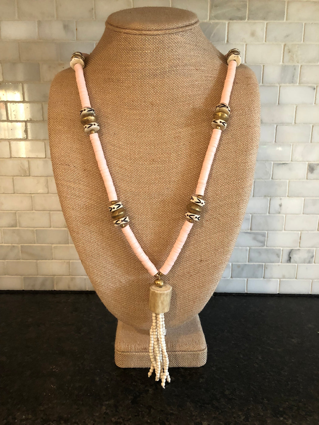 Pink Vinyl Beaded Necklace