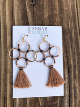 Quatrefoil Tassel Earrings- Camel + Navy