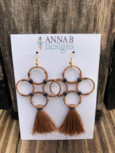 Quatrefoil Tassel Earrings- Camel + Navy