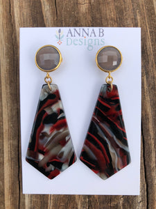 Baba Resin Earrings-Red and Black