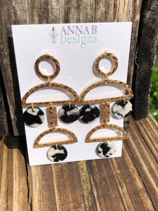 Betty Resin Earrings-Black and White