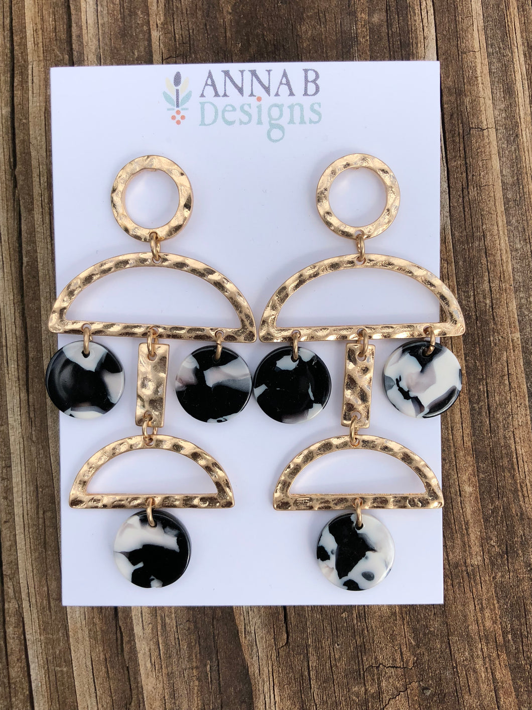 Betty Resin Earrings-Black and White