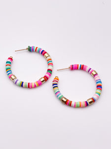 Multicolor Clay Bead Hoops