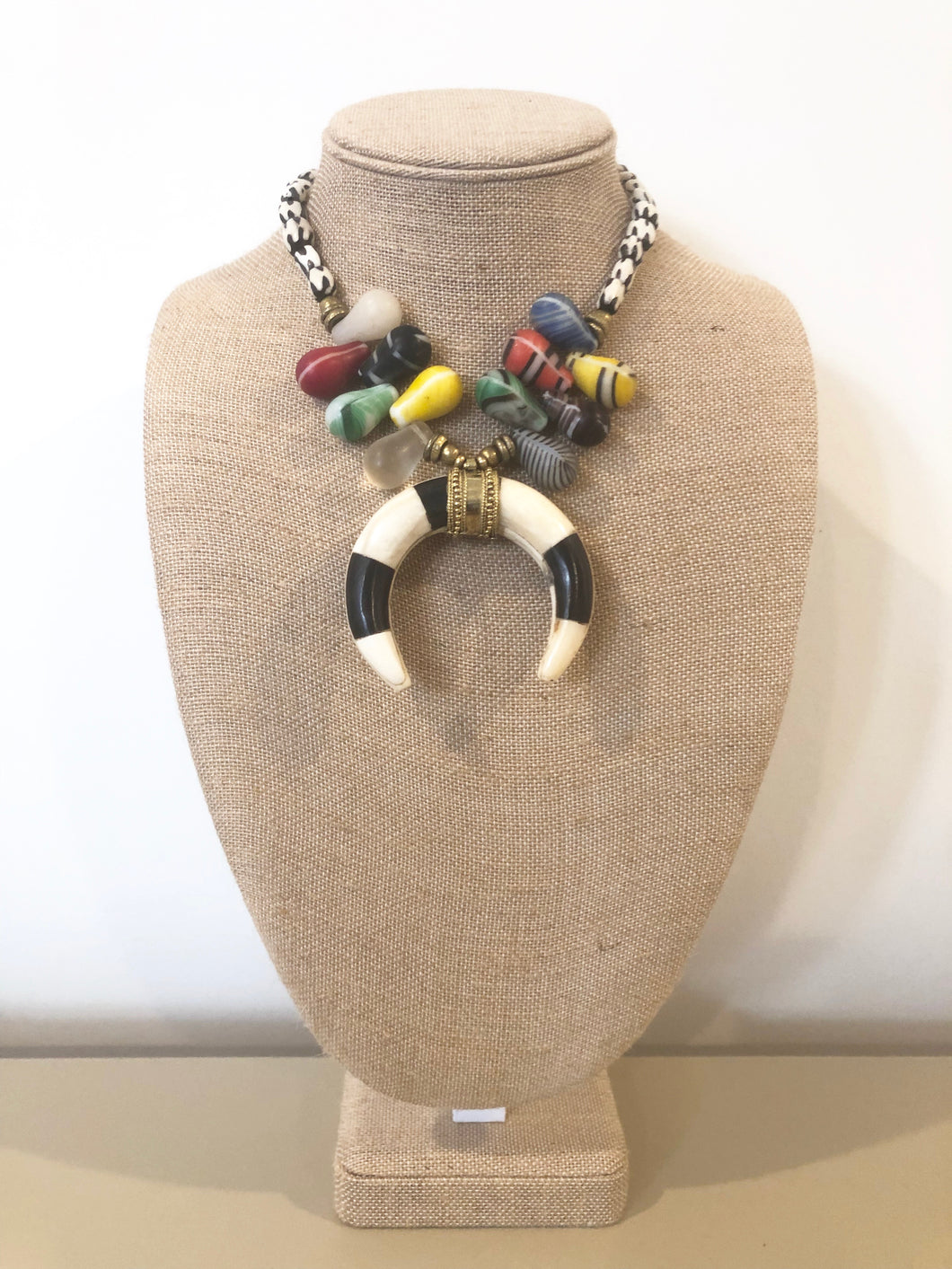 African Wedding Bead Crescent Necklace