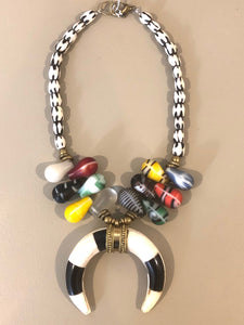 African Wedding Bead Crescent Necklace