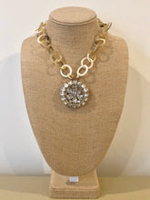 Buffalo Horn Necklace with Vintage Rhinestone Pendant