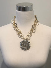 Buffalo Horn Necklace with Vintage Rhinestone Pendant