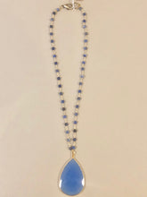 Blue Rosary Chain Necklace