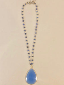 Blue Rosary Chain Necklace