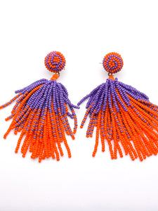 GAME DAY Beaded Earrings |  Purple + Orange