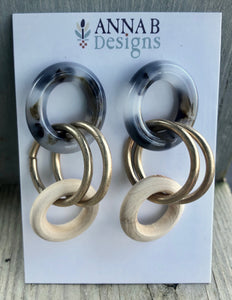 Randy Resin Earrings-Tortoise + Wood