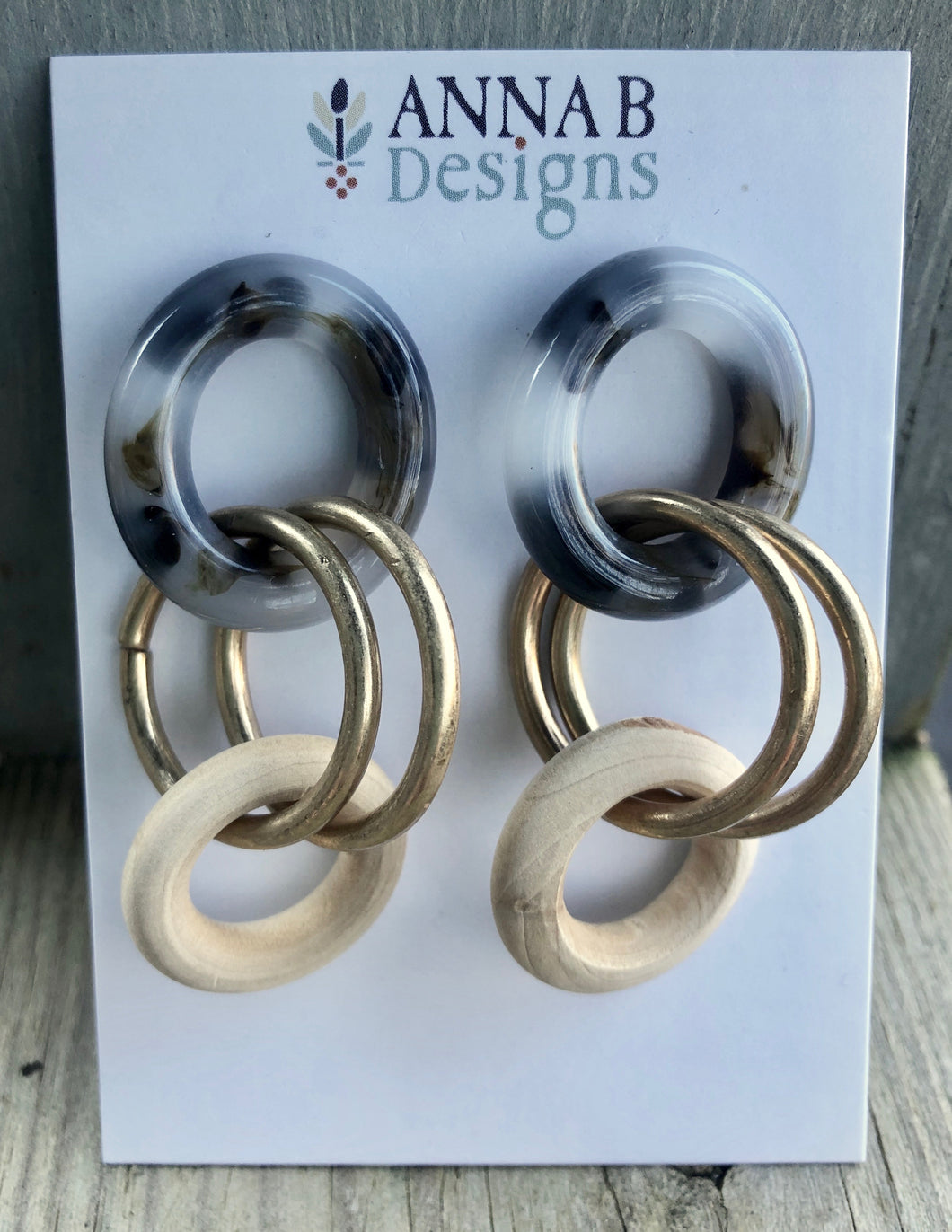 Randy Resin Earrings-Tortoise + Wood