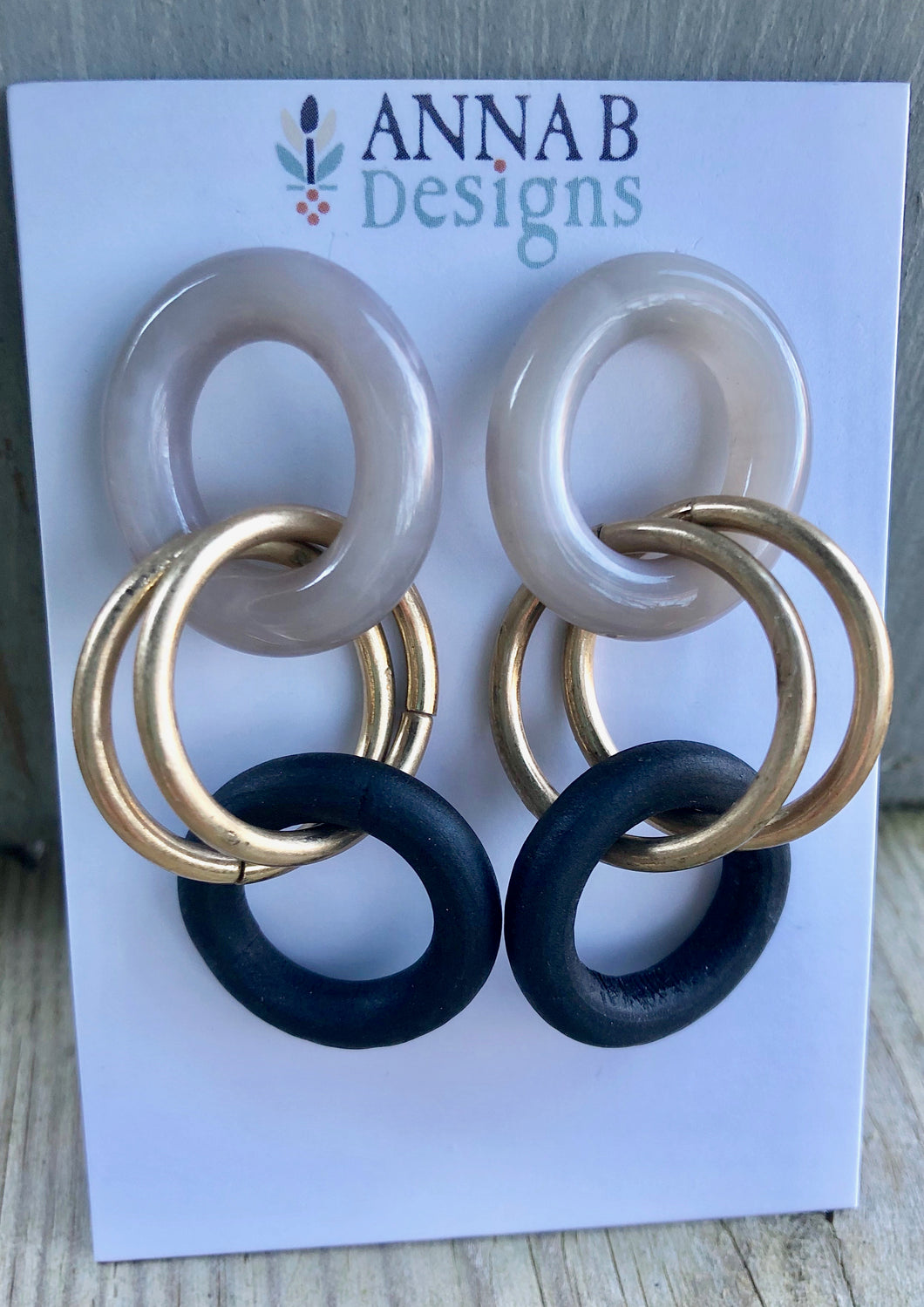 Randy Resin Earrings-Gray + Black