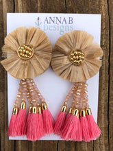 Raffia Flower Earrings- Champagne, Blush, Pink