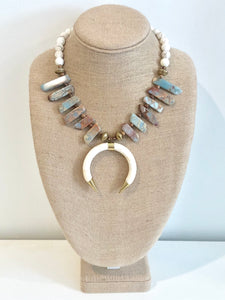 Amazonite Crescent Horn Necklace