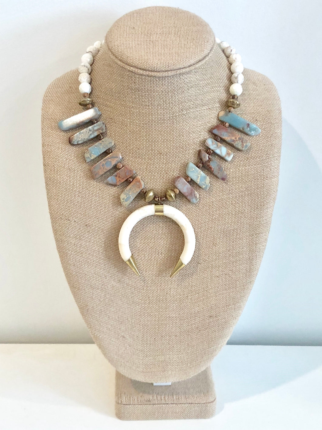 Amazonite Crescent Horn Necklace