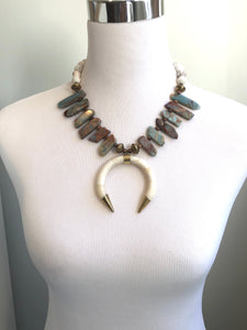 Amazonite Crescent Horn Necklace