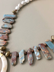 Amazonite Crescent Horn Necklace