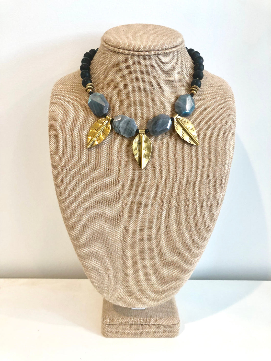 Onyx Leaves Necklace