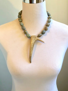 Amazonite necklace with antler