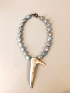 Amazonite necklace with antler